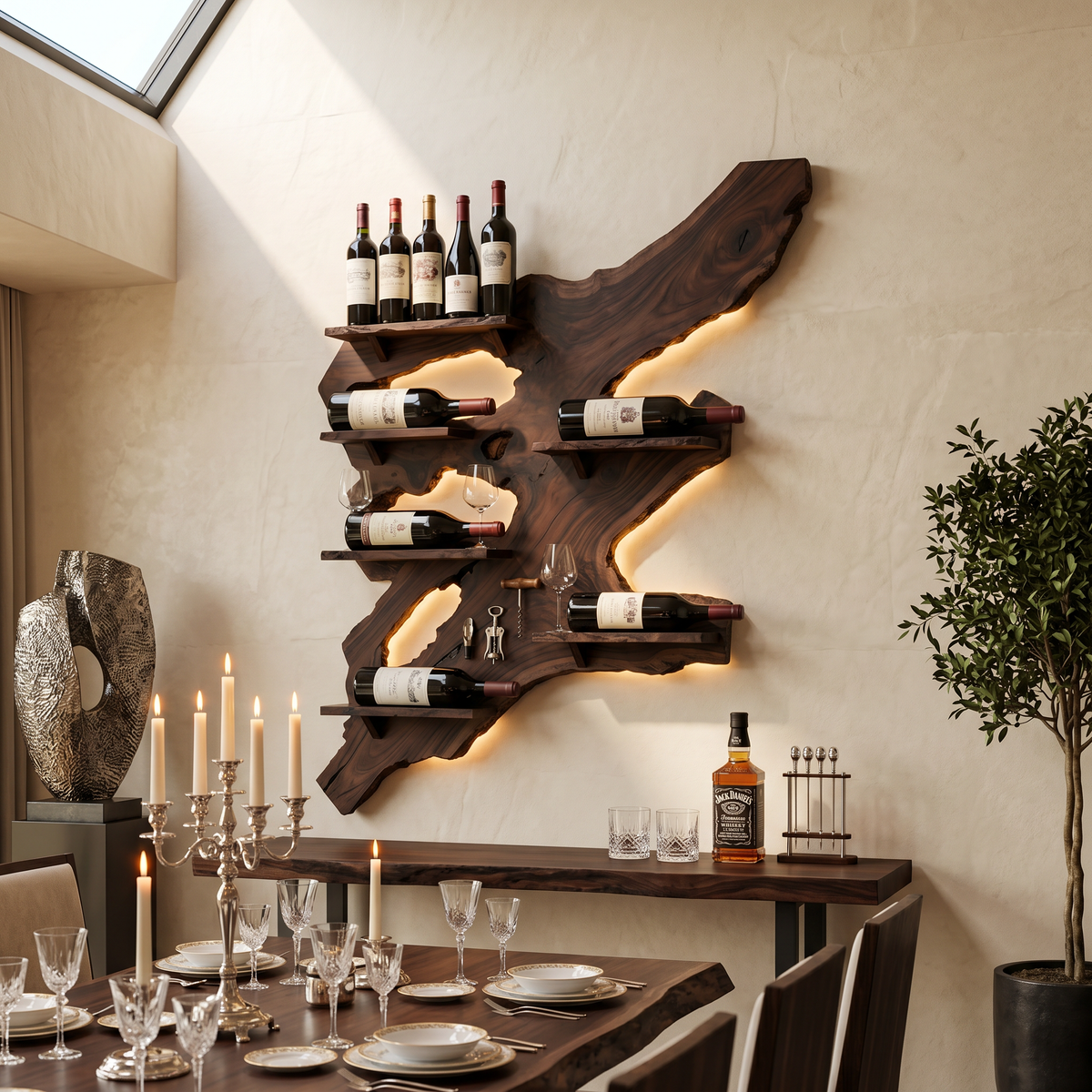 Rustic Wine Rack For Furniture Home Bar Wall Design